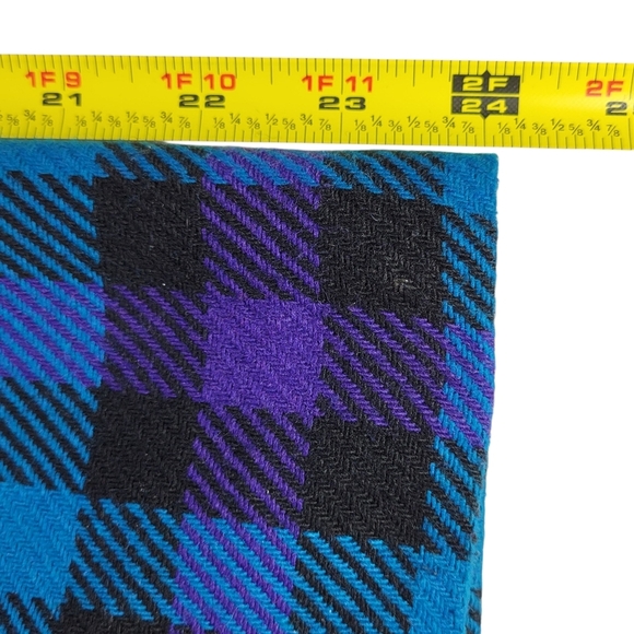 Leslie Fay Blazer Women Size 12 Blue Purple Black Check Pockets Long Wool Blend - Picture 9 of 10